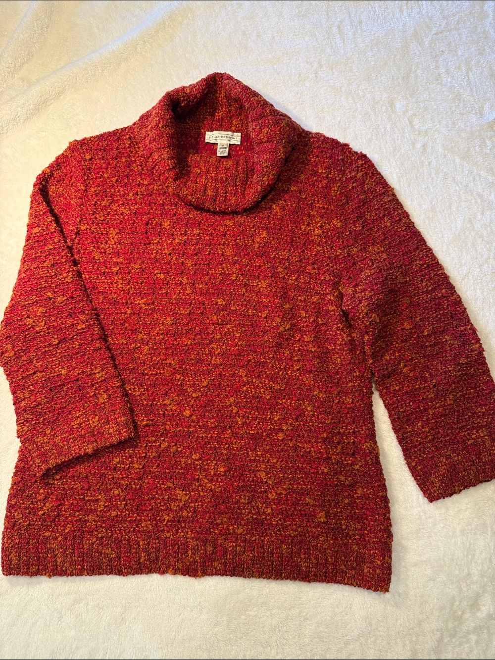 St John Sport Red/Orange Marled Cowl Neck Sweater